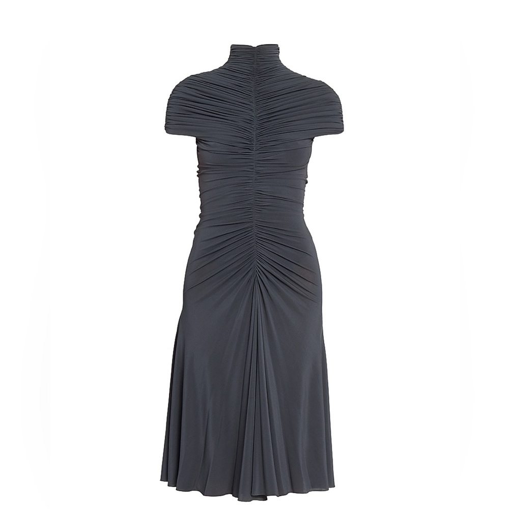 ALAIA Ruched jersey short gathered dress in ardoise
